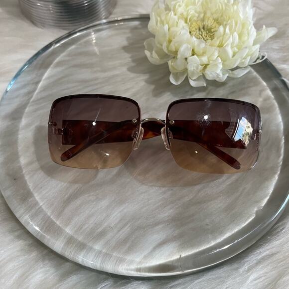 NEW Fantas-Eyes Y2K Rimless Square Oversized Tortoise Gradient Sunglasses NWOT - Picture 1 of 16